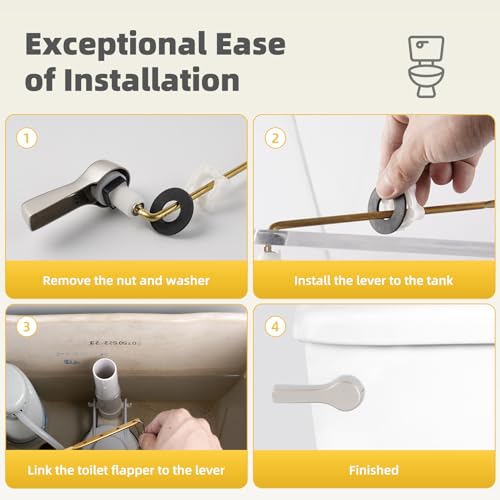Universal Front Mount Metal Toilet Handle Replacement, Brass/Brushed Nickel | Toilet Flush Handle Lever with Adjustable Stainless Steel Chain, Compatible with Kohler, American Standard, TOTO, Mansfield - color: Brushed Nickel, style: Front Mount Design