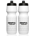 GEMFUL Bike Squeeze Water Bottle BPA Free 24 oz 2 Pack | Leakproof, Squeeze Design, Fits Standard Bike Cages, Reusable & Durable, for Cycling, Bike, MTB, Sport, Running - color: White