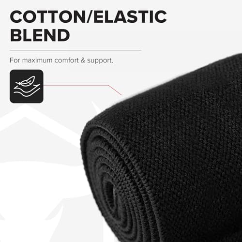 Elbow Wraps for Weightlifting (1 Pair) - 50" Elastic Elbow Braces for Weight Lifting - Elbow Support for Bench Press, Powerlifting, Fitness, & Gym Workout - Gym Elbow Straps Weightlifting - Elbow Compression Strap Brace - color: Black/Black
