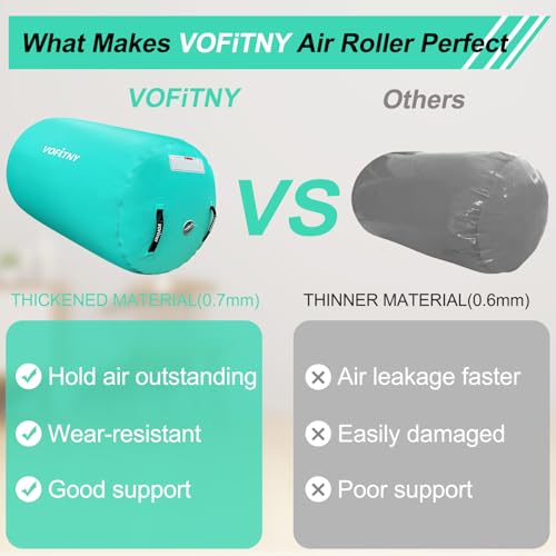 VOFiTNY Gymnastics Tumbling Equipment Air Barrel Inflatable Octagon Tumbler Roller Back-bend Trainer Cheerleading Without Pump - color: Mint nopump, size: 3.3'L x 2'D