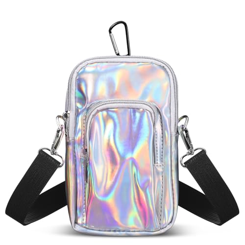 Carnival Arm Bag Silver Holographic Phone Armband Holder with Adjustable Strap Pouch Harness Women Summer Hiking Pack - color: Silver, style: Casual