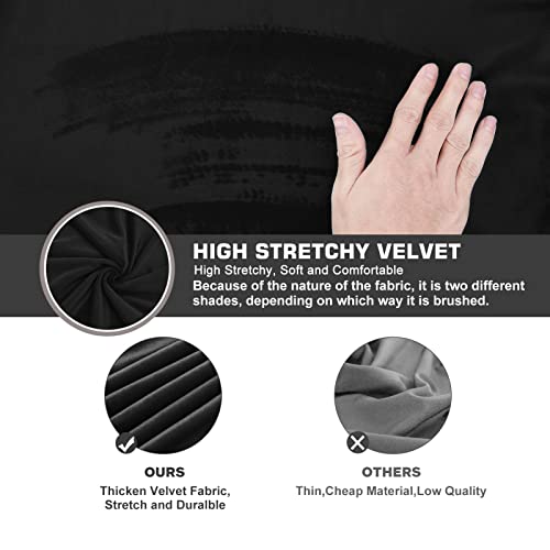 NeColorLife Velvet Ottoman Cover, Stretchable Footrest Slipcover with Elastic Band, Thick Stool Cover for Rectangle or Square Storage Ottoman (Medium, Black) - color: Black, size: M Length: 31"-34",Width: 31"-43"