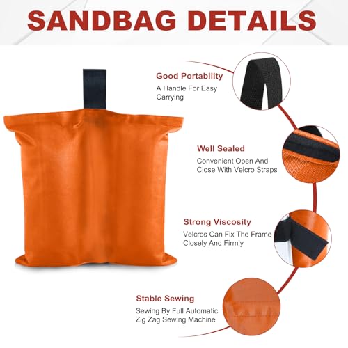 ABCCANOPY Canopy Weights 120 LBS Tent Sand Bags,4-Pack Orange(No Sand) - color: Orange, size: 120 LBS