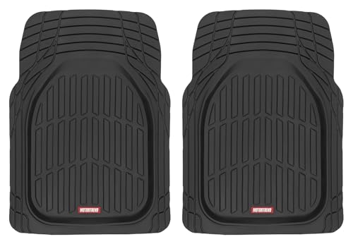 Motor Trend -2 Piece Front Car Floor Mats- Black FlexTough Contour Liners-Deep Dish Heavy Duty Rubber Floor Mats for Car SUV Truck & Van-All Weather Protection, Universal Trim to Fit - color: Black, style: 2pc Front Mats