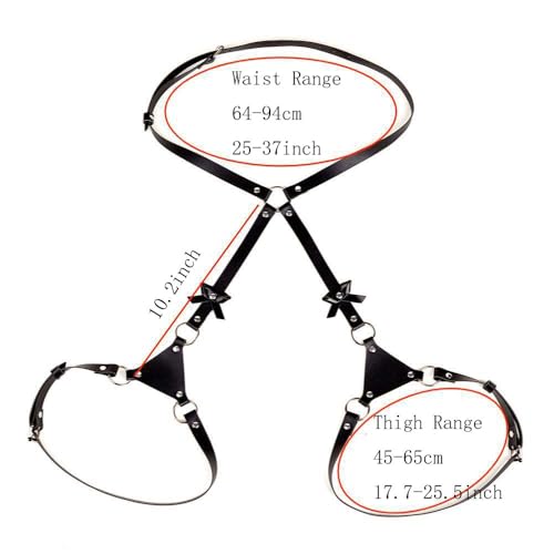Women's garter belt Leather Thigh harness Punk Leg Belts lingerie Bar Carnival Party Cosplay outfits Accessories - color: Black1