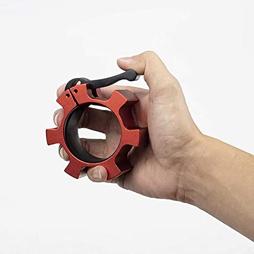 Metal Olympic Barbell Clamps 2inch Heavy Duty Exercise Collars,Weight Clips for 2" Barbell,Quick Release Weight Clamps for Weightlifting, Olympic Lifts Strength Fitness Training 1 Pair - color: Red