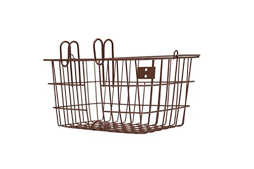 Retrospec Apollo-Lite Lift-Off Bike Basket - Detachable Steel Handlebar Basket with Carrying Handle for Commuting, Shopping & Beach Trips - 14.5in x 9.5in Weather-Resistant Biking Gear - color: Legacy Brown