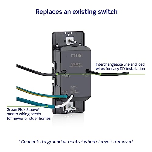 Leviton Countdown Timer Switch for bathroom fan and household lights, 2-5-10-15 min, No Neutral Required, Single Pole, 15A, 1/2 HP/9.8A Fan/Motor, DT115-1LW, White - style: 2-5-10-15 min, No Neutral Required