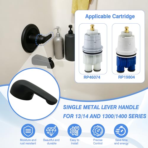 H79 Single-Handle for Delta Shower Faucet Replacement Handle Kit, Metal Lever Compatible with Delta 13/14 & 1300/1400 Series, Matte Black - color: Matte Black