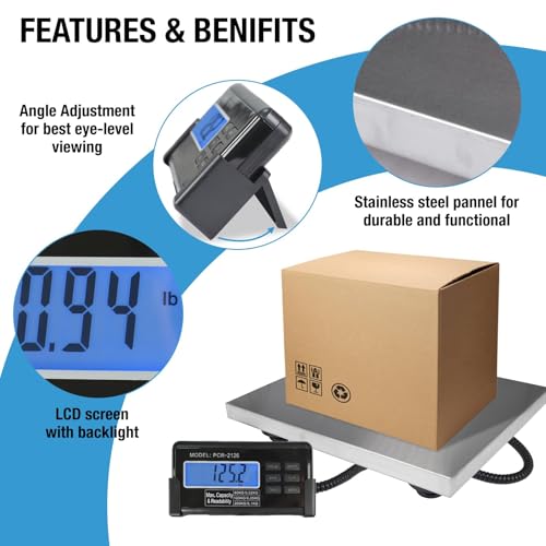 Large 440lbs Shipping Scale, 15"X 12" Platform Heavy Duty Stainless Steel Platform for Postal Industrial Floor Business Office Home Warehouse Package Luggage - size: 440lb