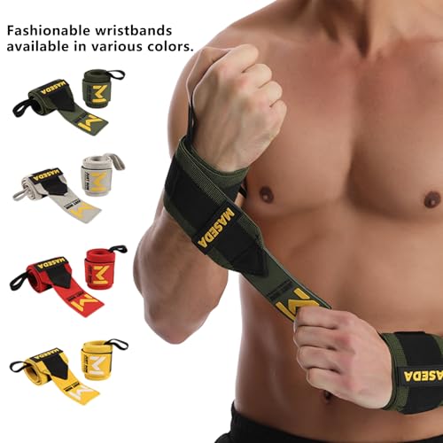 Pro-Grade Weightlifting Wrist Wraps (24") for Gym, Strength Training, and Powerlifting(1 Pair) - Heavy-Duty Thumb Loop Straps for Maximum Wrist Support in Bodybuilding & Fitness (Men & Women) - color: Green&Black