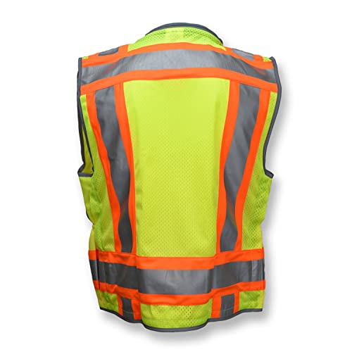Radians SV55 Class 2 Heavy Woven Two Tone Engineer Vest with Padded Neck to Support Extra Weight in Cargo Pockets, Green, X-Large - color: Green, size: X-Large