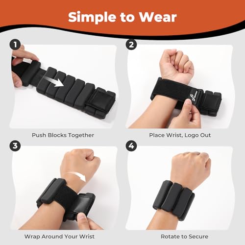 Sportneer Wrist & Ankle Weights for Women & Men Set of 2 (1LB/2LB Each) - Soft Silicone Arm & Leg Weights for Pilates, Yoga, Walking, Barre, Home Workout, Water Aerobics - color: Twilight Black, size: 2 Lb Pair (1 Lb Each)