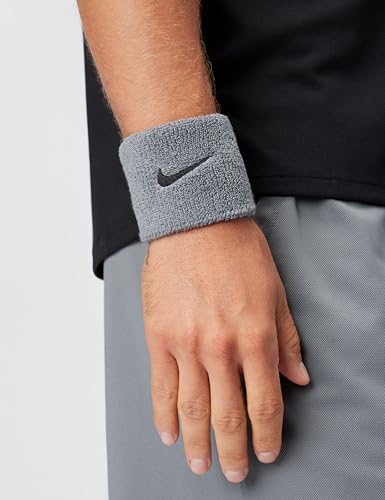 Nike Unisex Adult Swoosh Classic Wristband 2 Pack - color: Cool grey/black
