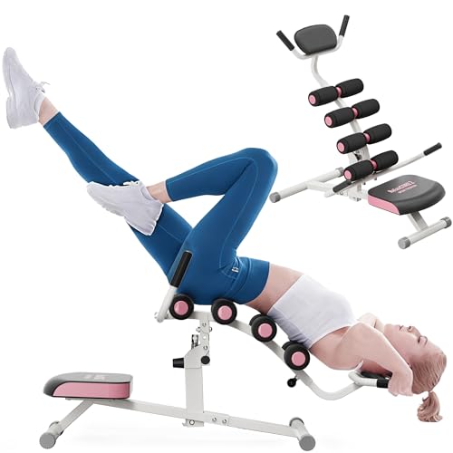 seanleecore Inversion Table for Back Pain Relief - 350lbs Capacity, Improve Posture and Spinal Health - Ideal for Home and Gym Use - color: White & Pink