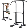 soges Power Tower Pull Up Bar Station, Free Standing Pull Up Rack Dip Station for Home Gym, Height Adjustable Home Strength Training Fitness Workout Equipment - color: Black