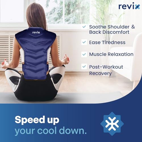 REVIX Large Ice Pack for Back and Shoulder Discomfort Relief, Reusable Gel Cold Pack with Soft Plush Lining, Flexible & Long-Lasting Cold Therapy Wrap, Navy - color: Navy