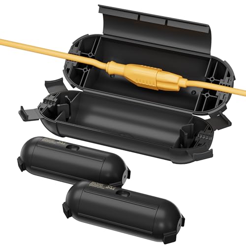 [3 Pack] Outdoor Extension Cord Cover Waterproof, BN-LINK Outdoor Plug Protector, Electrical Connection Box for Holiday String Lights & Tools, Black - color: Black, size: 3 Pack