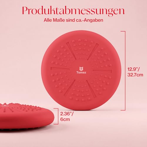 Tumaz Wobble Cushion - Wiggle Seat to Improve Sitting Posture & Stay Focused for Sensory Kids, Balance Disc to Core Strength & Flexible Seating [Extra Thick Balance Board, Pump Included Wobble Board] | Extra Thick | Supports Active Sitting | For Sensory K