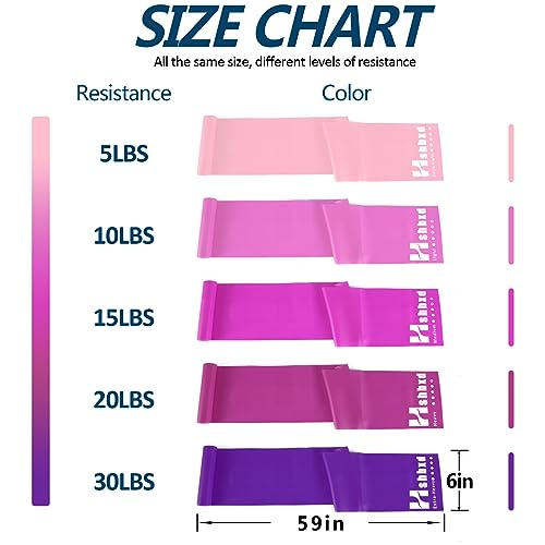 Resistance Bands for Physical Therapy, Bands for Working Out, Latex Free Elastic and Exercise Bands Set for Stretching, Suitable for Rehab, Yoga, Pilates, Gym, Home Exercise - color: Gradient Pink 5-80lbs