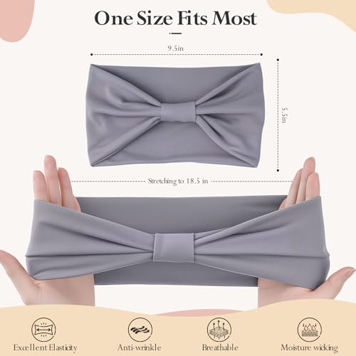 Headbands for Women, Wide Elastic Head Bands, Non-Slip Thick Hair Bands, Sports Stretchy Sweat Bands, Large Knotted Soft Headband for Washing Face, Makeup, Workout, Spa, Fashion - color: PurpleGrayWhiteRedNavyBlack