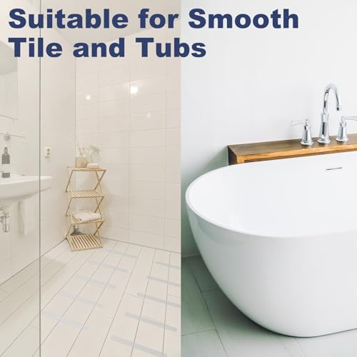 Gecork 28 PCS Bathtub Non Slip Stickers with Strong Adhesive, Invisible Anti Slip Shower Strips with Scraper for Bath Tub, Shower Floor, Stairs