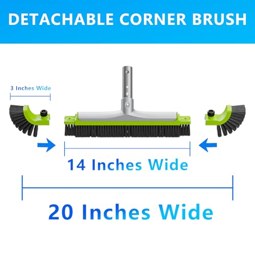 Sepetrel 20” Pool Brush Head for Cleaning Walls,Heavy Duty Inground/Above Ground Swimming Pool Scrub Brushes with Premium Strong Bristle & Reinforced Aluminium Back - size: 20" Curved Edge