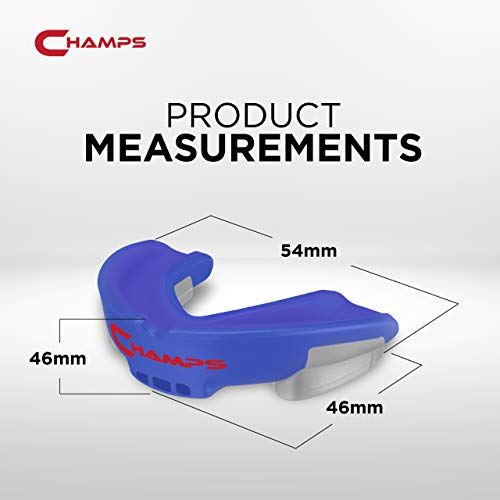 Champs MMA Breathable Mouth Guard for Boxing, MMA, Jiu Jitsu, Muay Thai, Wrestling & Combat Sports – Easy Fit, Boil & Bite Design Mouthpiece – Durable Boxing Mouthguard for Men & Adults, Case Included - color: Blue
