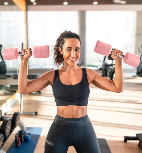 Adjustable Dumbbell Set of 2, 10LB 20LB 30LB Weight Set | Hand Weights for Women Men, Dumbbells for Home Gym Outdoor Exercise & Muscle Toning Weight Loss Rehab Strength Training - color: Pink, style: 30 lb, Pair-Chrome Handle