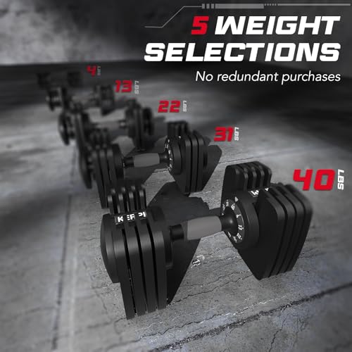 Keppi Adjustable Dumbbells Set-25lb/40lb/55lb/60lb, Anti-Slip Metal Fast Adjust Weight Handle, Exercise & Fitness for Full Body Workout - Adjustable Dumbbell Series - style: 40LB-Pair
