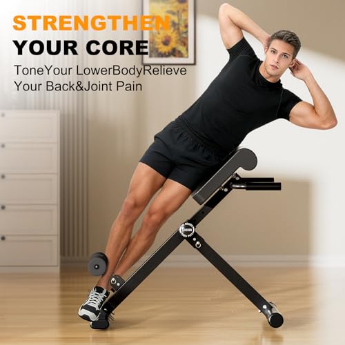 Multi-Function Roman Chair Back Extension Bench for Home Gym (Black gray)