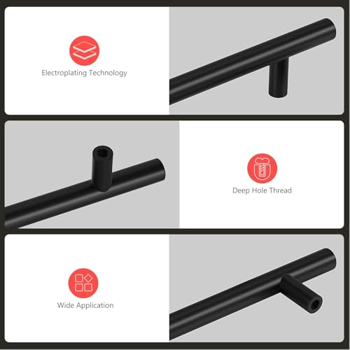 homdiy Black Cabinet Handles 15Pack 3inch Hole Center Kitchen Drawer Pulls and Knobs Stainless Steel Cabinet Hardware for Bathroom, Cupboard - color: Black, size: 3in hole centers