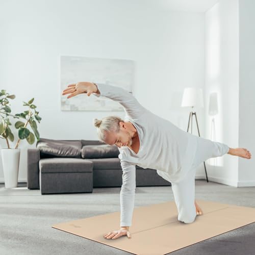 Gogokiwi Large Yoga Mat (6'x4') – 1/4" & 1/2" Thick Exercise Mats for Home Workout, Extra Wide Workout Mats for Home Gym, Yoga, Pilates, Stretching, Floor & More - color: Beige, size: Standard (1/4 Inch Thick)
