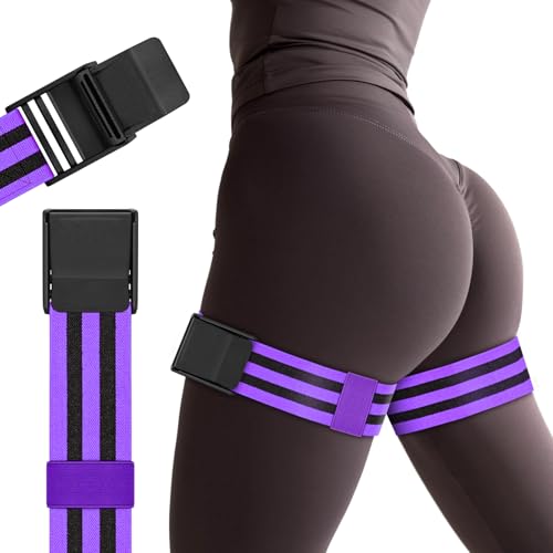 Booty Bands, Blood Flow Restriction Bands for Women/Men, Adjustable BFR Training Bands for Glutes & Hip Building, Occlusion Resistance Bands - color: Purple