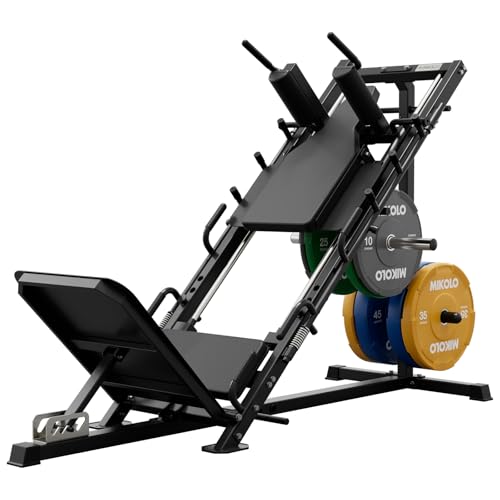 Mikolo Leg Press Hack Squat Machine Combo, Leg Press Machines for Home Gym with Linear Bearing, Hack Squat Machine with Rear and Front Band Pegs, Leg Machine for Full Range Leg Training - style: 230LB DD09 Lean Combo (Colored)