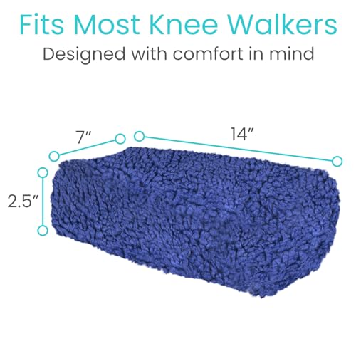 Vive Mobility Knee Scooter Pad Cover - Soft Plush Adult Sheepskin Memory Foam Cushion, Walker Accessory for Knee Roller, Padded Accessories Leg Cart Improves Comfort with Injury, Universal Fit (Blue) - color: Blue