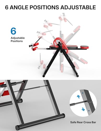 YOLEO Gravity Inversion Table for Back Pain Relief 2026 New Inversion Table w/Lumbar Support Easy to Assemble Back Stretcher Machine 300 lbs - color: Red02