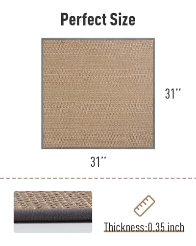 PADOOR Non Slip Stair-Treads Matching-Mat for Wooden Steps, Square Rubber Backing Non Slip Stair Landing Mat 30x30 inch - size: 30''x30'', style: Light Gray