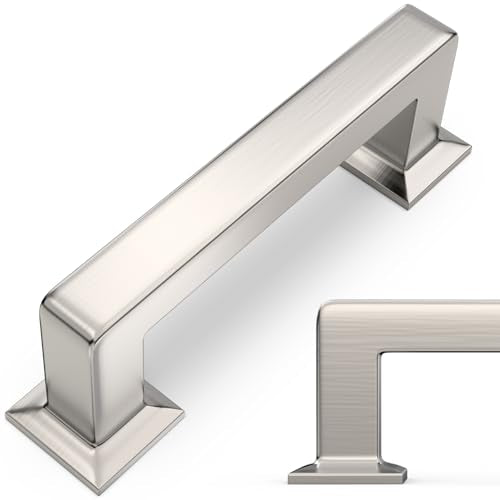 10 Pack 3 inch(76mm) Brushed Satin Nickel Kitchen Cabinet Handles Cabinet Pulls Sliver Drawer Pulls Kitchen Cabinet Hardware Dresser Handles - color: Brushed Satin Nickel, size: 3" Hole Center（76mm）