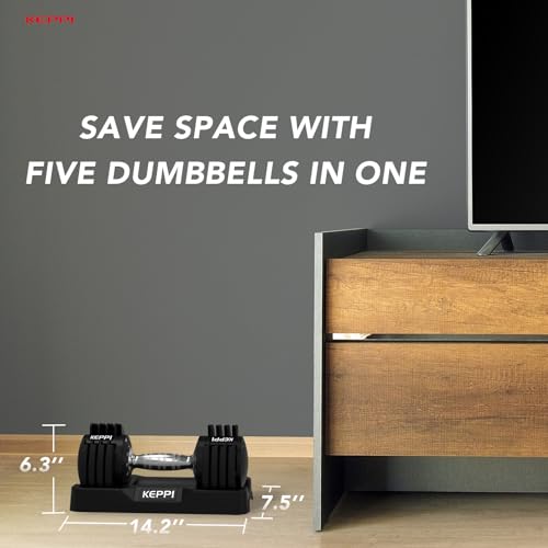 Keppi Adjustable Dumbbells Set-25lb/40lb/55lb/60lb, Anti-Slip Metal Fast Adjust Weight Handle, Exercise & Fitness for Full Body Workout - Adjustable Dumbbell Series - style: 25LB-Pair