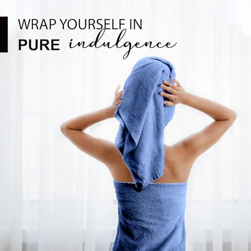 KAHAF COLLECTION 100% Cotton Bath Towels, 24x48 Pack of 6 Towels, Quick Dry, Highly Absorbent, Soft Feel Towel, Gym, Spa, Bathroom, Shower, Pool, Luxury Soft Towels (Blue, 24x48-6 Pack) - color: Blue, size: 24x48 - 6 Pack