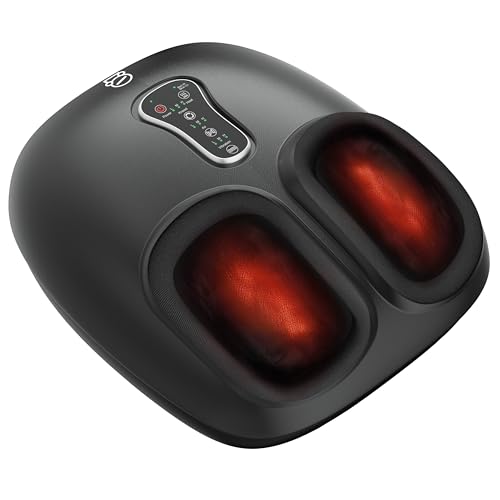 COMFIER Shiatsu Foot Massager Machine,Feet Massager for Plantar Fasciitis,Neuropathy Pain with Heat, Vibration,Rolling Compression,Gifts for Men,Women, Fits Size up to 13IN, Multiple Modes - color: Off-black