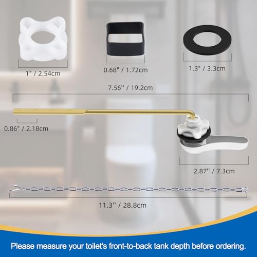Hibbent Metal Front Mount Toilet Handle Replacement Kit, White | Upgraded Metal Flush Lever, Universal Toilet Flush Handle Fit Front Tanks, Stainless Steel Flapper Chains, 4 Adjustable Holes - color: White, style: Classic