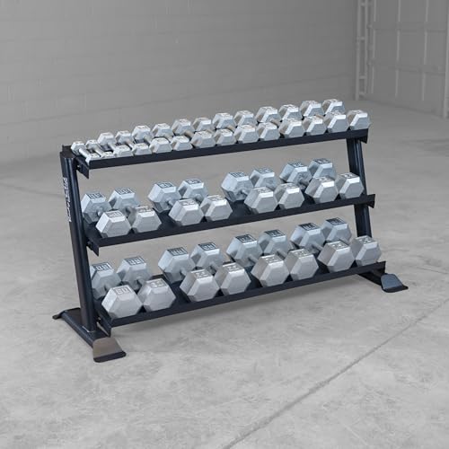 Body-Solid (SRD200) Pro Clubline Dumbbell Rack, Compact Storage for Commercial and Home Gym Weights, Designed for Body Solid Hex and Round Dumbbells