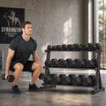 HANDBODE Rubber Coated Hex Dumbbell Set with Rack, 300-840 lb | Fixed Weights Sets with Heavy Duty Storage Stand, Multiple Weight Options Home Gym Equipment for Strength Training - style: 350 lb Set (10-50 lb) with Rack