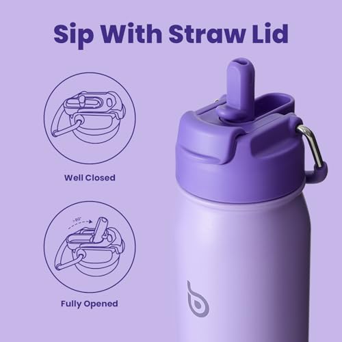 BOTTLE BOTTLE 24oz Insulated Water Bottle Stainless Steel Sport Water Bottle with Straw and Adjustable Lid Daily Pill Organizer - color: purple