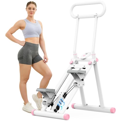 HXD-ERGO Stair Stepper for Home, New Version 6 Adjustable Resistance Vertical Climber Cardio Exercise Machine, Folding Stair Climber for Full Body Workout with Adjustable Handlebar - color: 6 Level Resistance-White