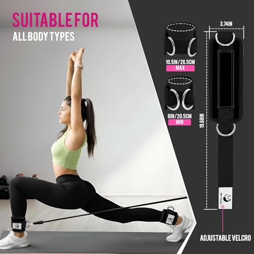 Slim Panda Ankle Strap for Cable Machine,Ankle Cuff for Kickbacks, Booty Hip Abductors,Glute Workouts, Leg Extensions, Curls for Men and Women, Adjustable with Double D-Rings - color: Black, style: Pair