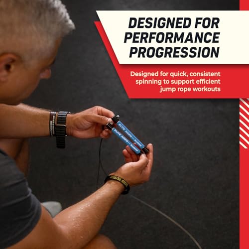 Elite Jumps Surge 3.0 Speed Jump Rope, Double Unders | Patented dual-bearing handle. Kink-resistant cable for premium spin control. Pro speed rope. - color: Powder Blue, size: Surge 4.0