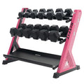 RitFit Rubber Hex Dumbbell Set with 3-Tier Dumbbell Rack,350-780LB Hand Weight Set with Anti-Slip Grip,1000LB Capacity Heavy Duty Steel Weight Storage Rack for Home Gym - color: Pink